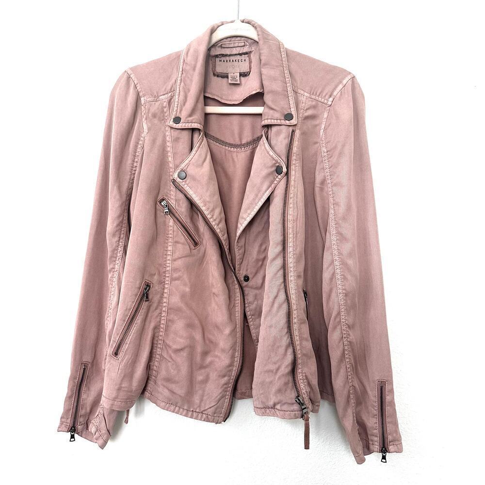 Anthropologie Marrakech Ronika Blush Pink Biker Moto Jacket Size Small - Picture 10 of 10